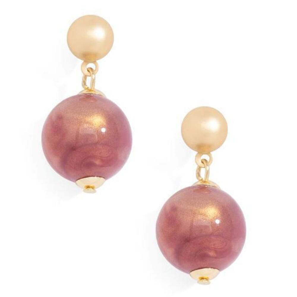 Zenzii Iridescent Bead Drop Earrings - Berry